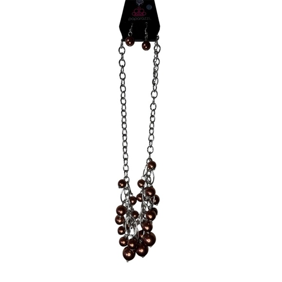 Paparazzi Metallic Brown and Silver Beaded Necklace - Picture 2 of 4